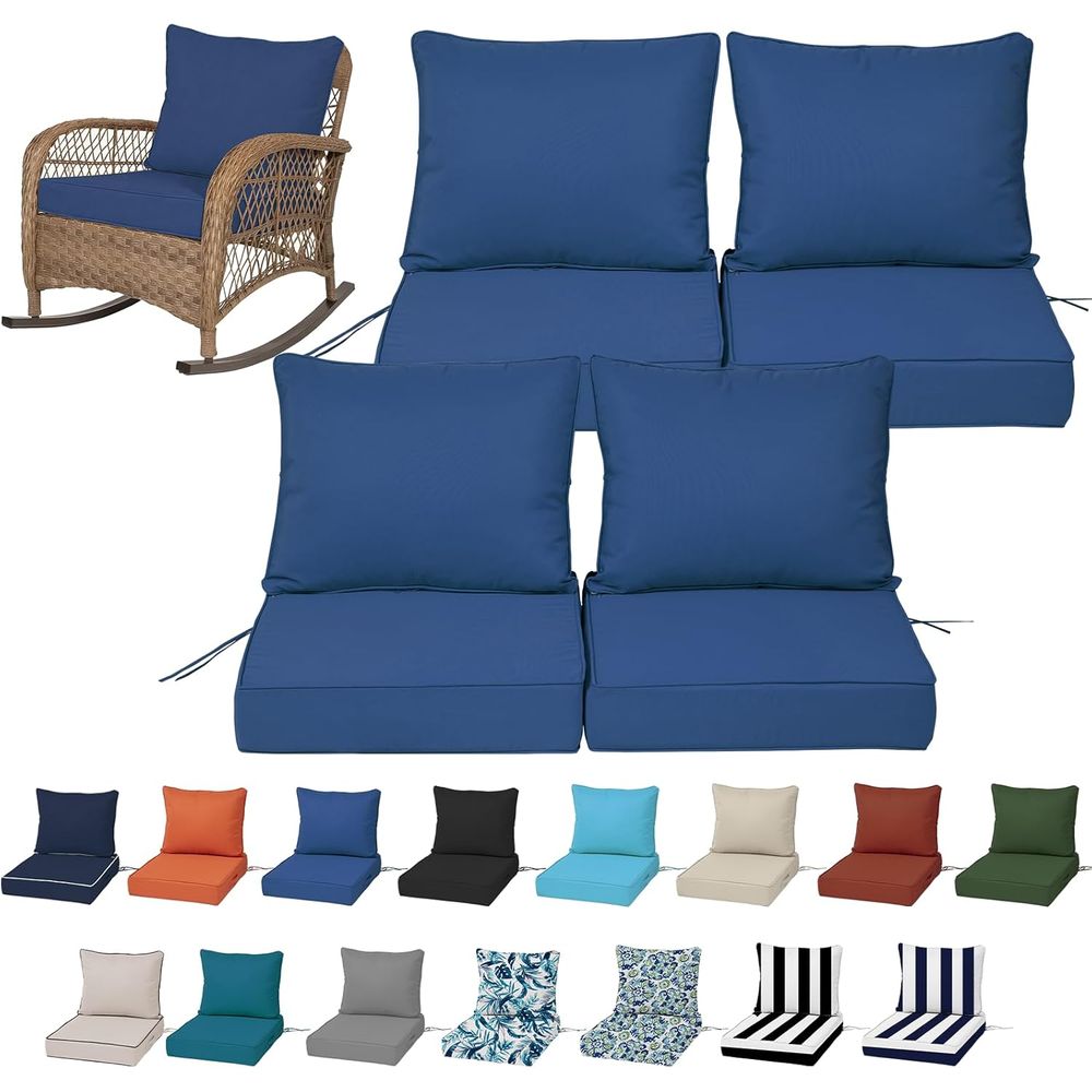Outdoor Furniture Replacement Fabric - Conjunto de 4 Almofadas Profundas para