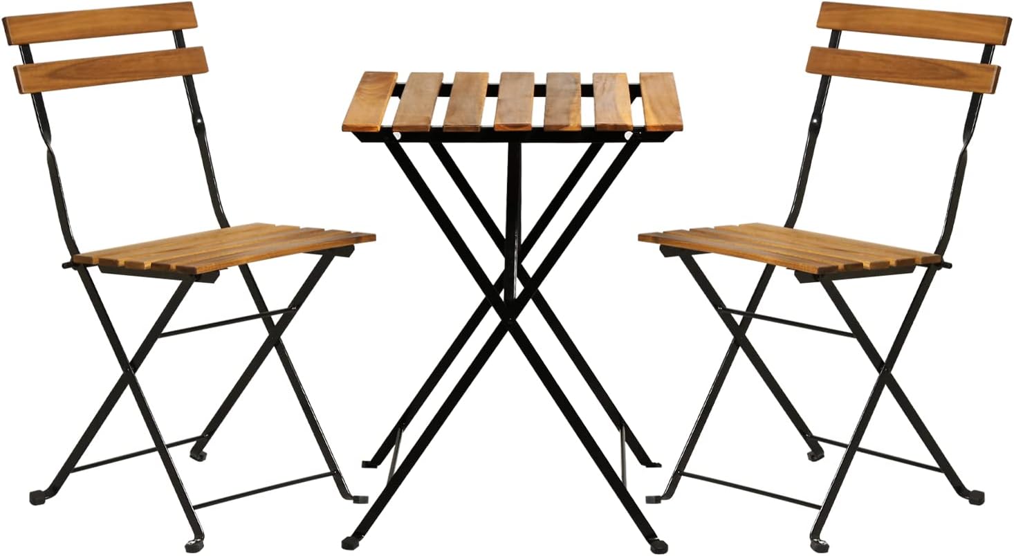 Outdoor Furniture Table And Chairs - Conjunto de bistrô dobrável de 3