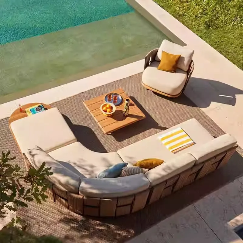 Sofá de vime nórdico para exte - Outdoor Furniture Design avaliação e preço