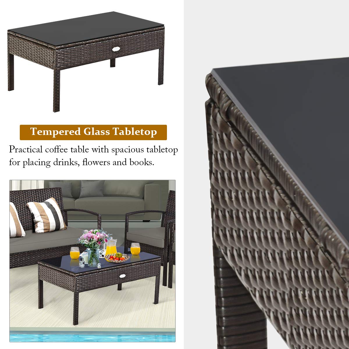 Conjunto de Móveis de Vime par - Outdoor Furniture Table And Chairs avaliação e preço