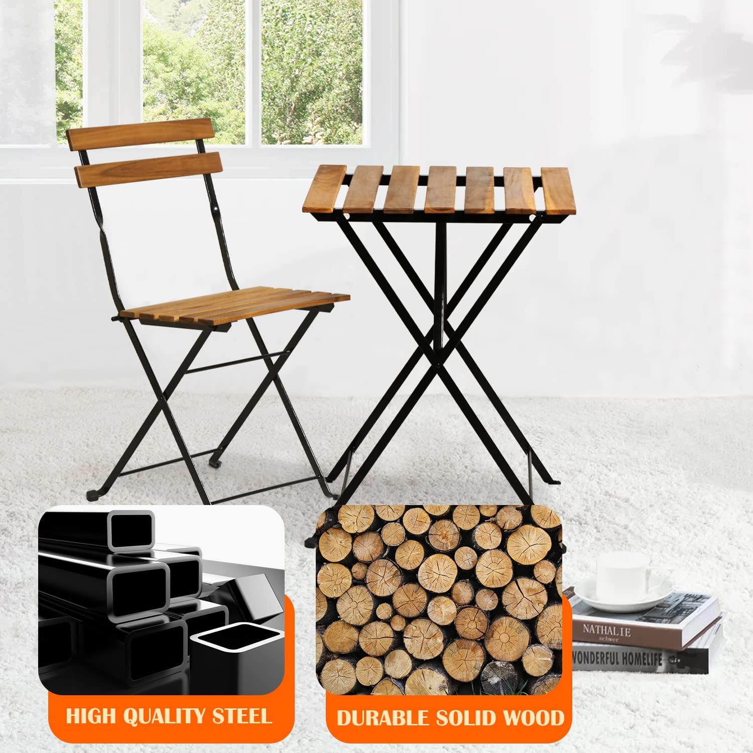 Conjunto de bistrô dobrável de - Outdoor Furniture Table And Chairs avaliação e preço