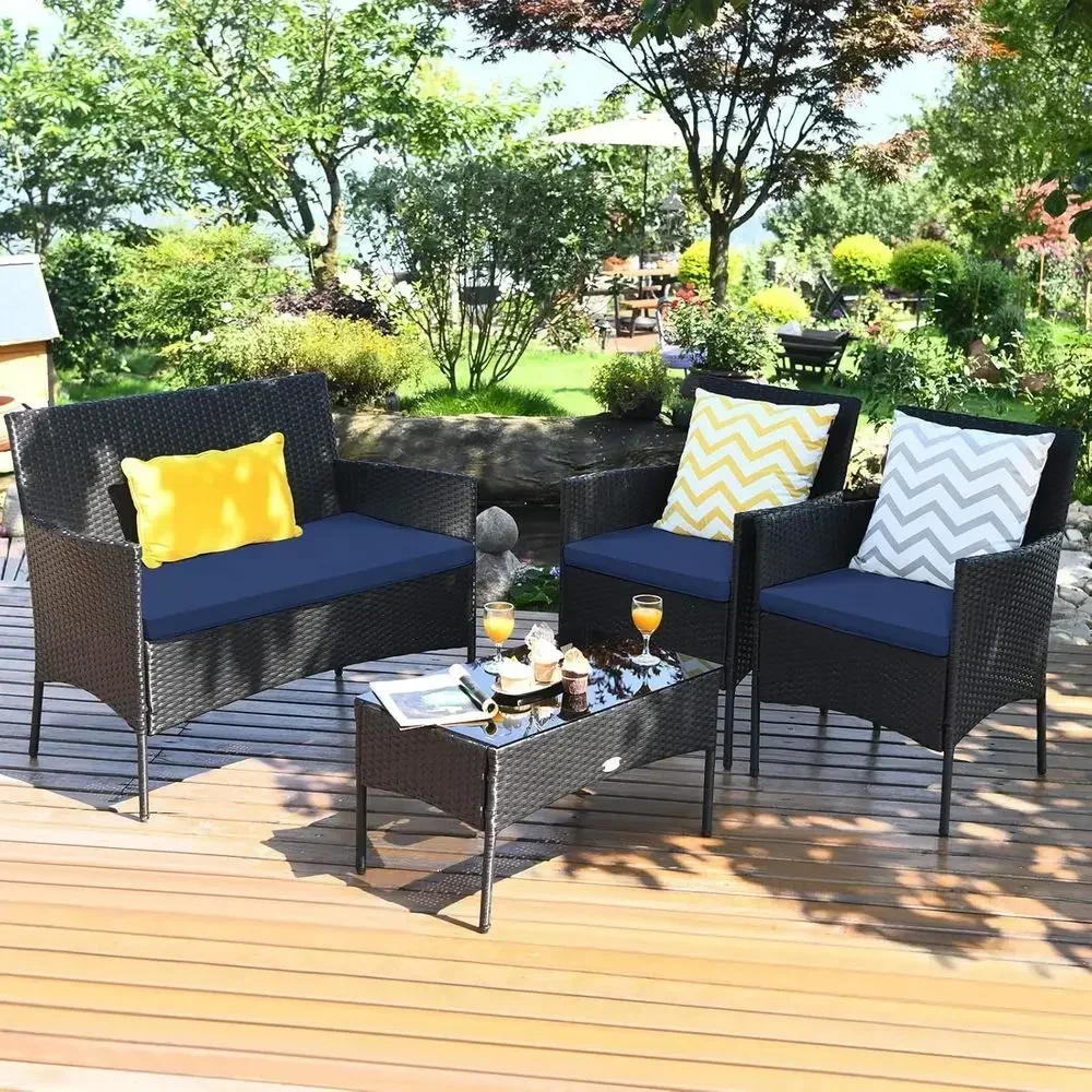 Conjunto de móveis de vime par - Outdoor Furniture Table And Chairs avaliação e preço