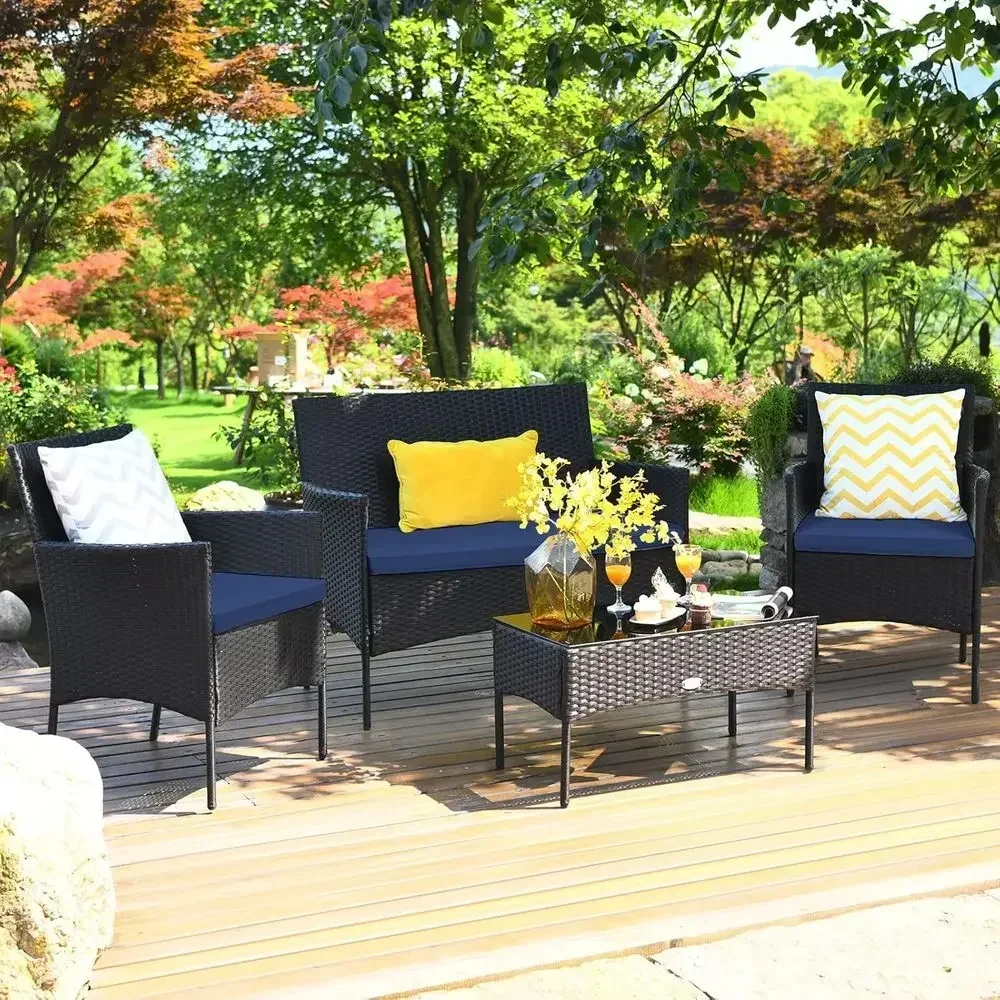 Conjunto de móveis de vime par - Outdoor Furniture Table And Chairs avaliação e preço