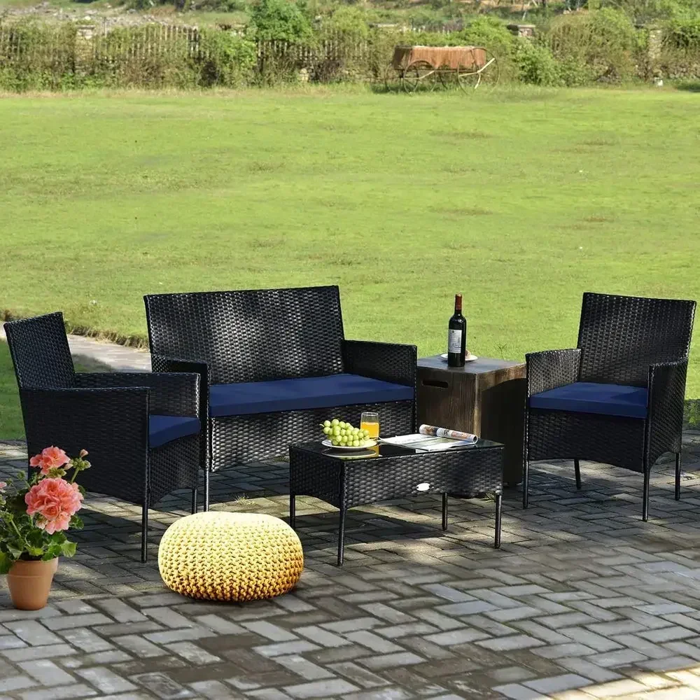Conjunto de móveis de vime par - Outdoor Furniture Table And Chairs avaliação e preço